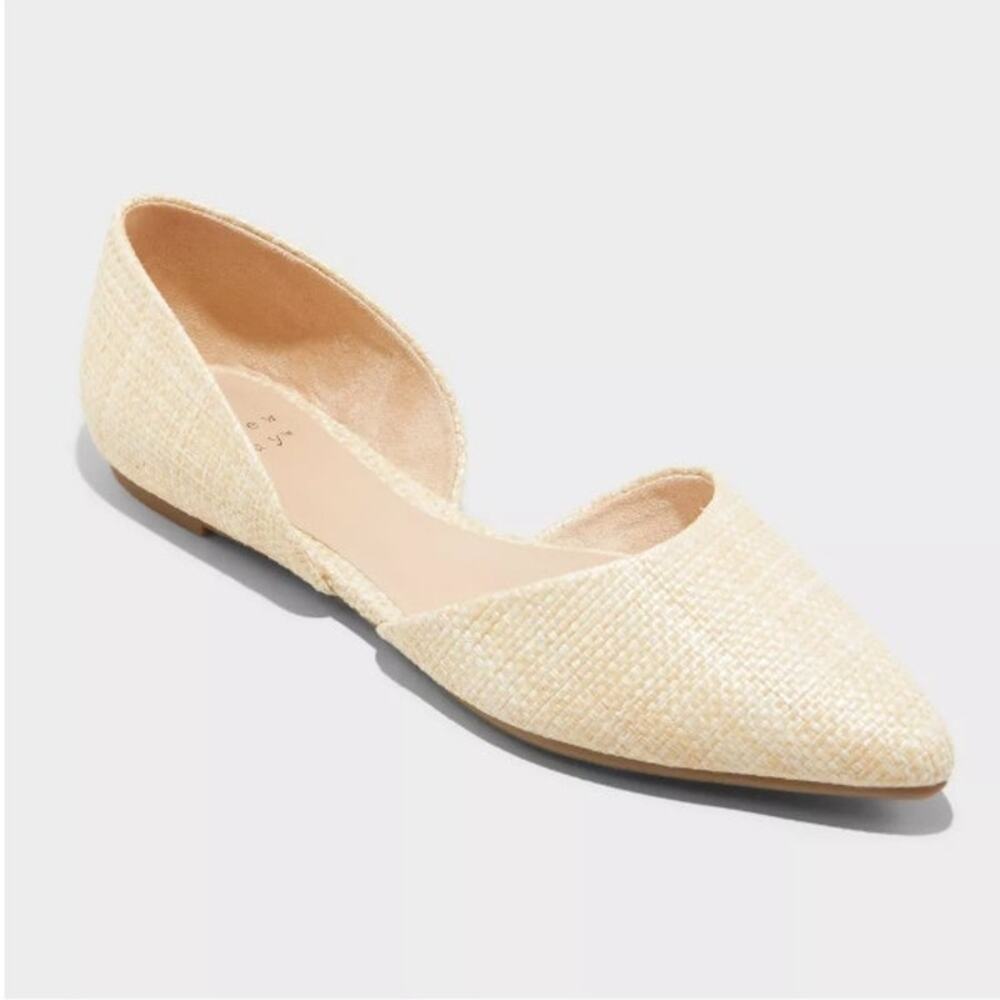 A New Day Size 6 Tan Julie Pointed Toe Slip On Ballet Flats Office Workwear